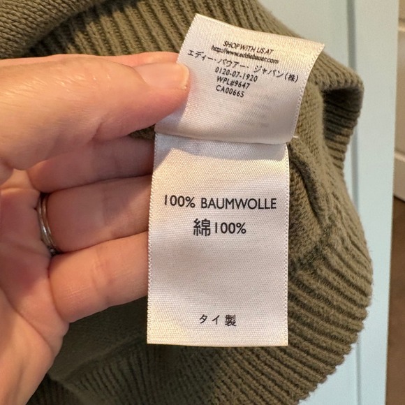 Eddie Bauer Cotton Knit Henley Sweater Men XL Olive Green Rib Collar Outdoor Y2K - Picture 8 of 12